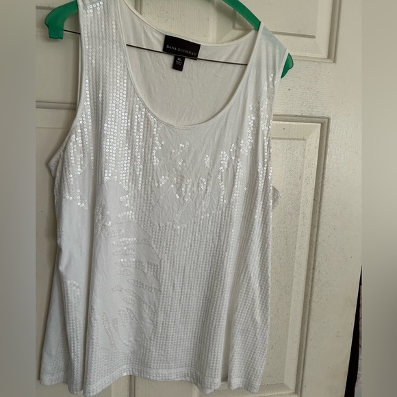 Dana Buchman White Tank with Embellished Front Design SZ XL Extra Large - Picture 1 of 7